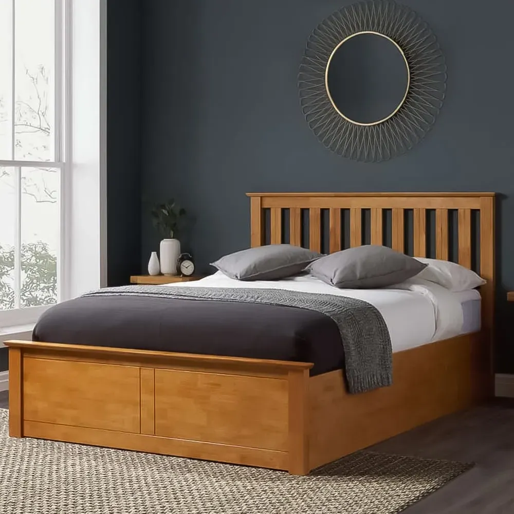 Phoenix Small Double Ottoman Bed with Storage - Brown image