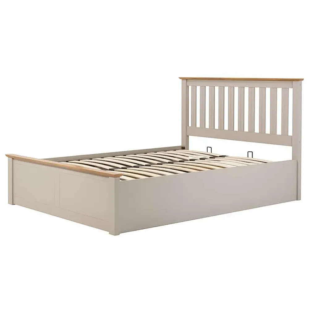 Phoenix Small Double Ottoman Bed with Storage - Grey, Rubberwood