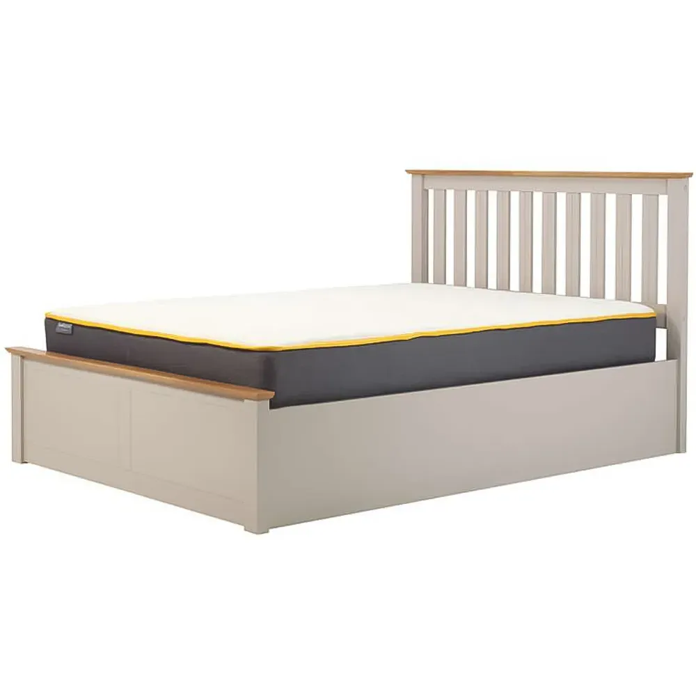 Phoenix Small Double Ottoman Bed with Storage - Grey, Rubberwood