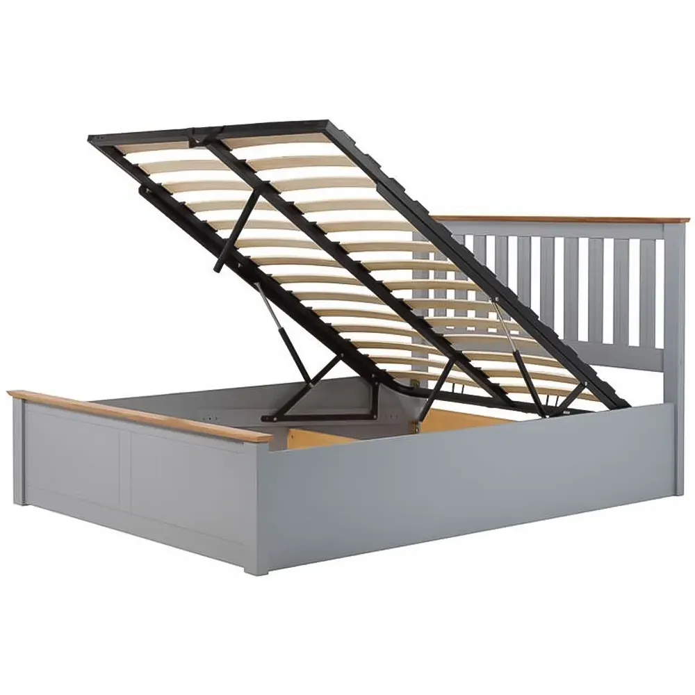 Phoenix Small Double Ottoman Bed with Storage - Grey, Rubberwood