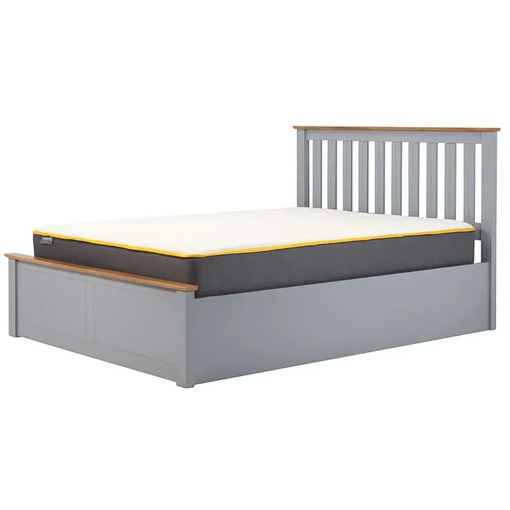 Phoenix Small Double Ottoman Bed with Storage - Grey, Rubberwood