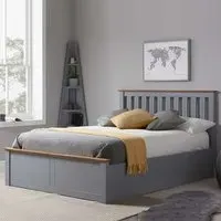 Phoenix Small Double Ottoman Bed with Storage - Grey, Rubberwood