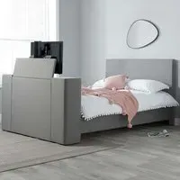 Plaza Double Bed Frame with TV Bracket - Grey