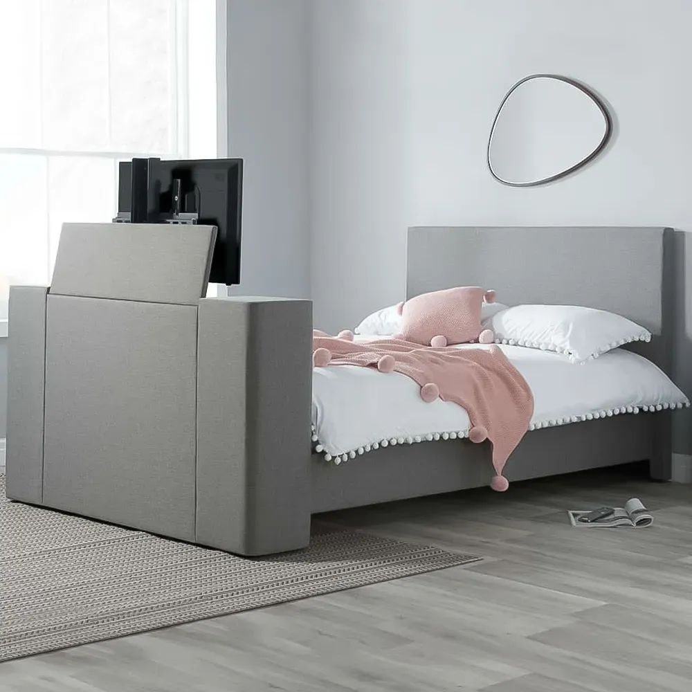 Plaza Double Bed Frame with TV Bracket - Grey image