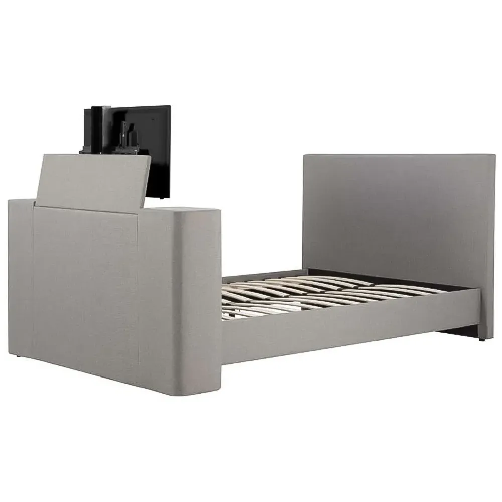 Plaza King Size Bed Frame with TV Bracket - Grey