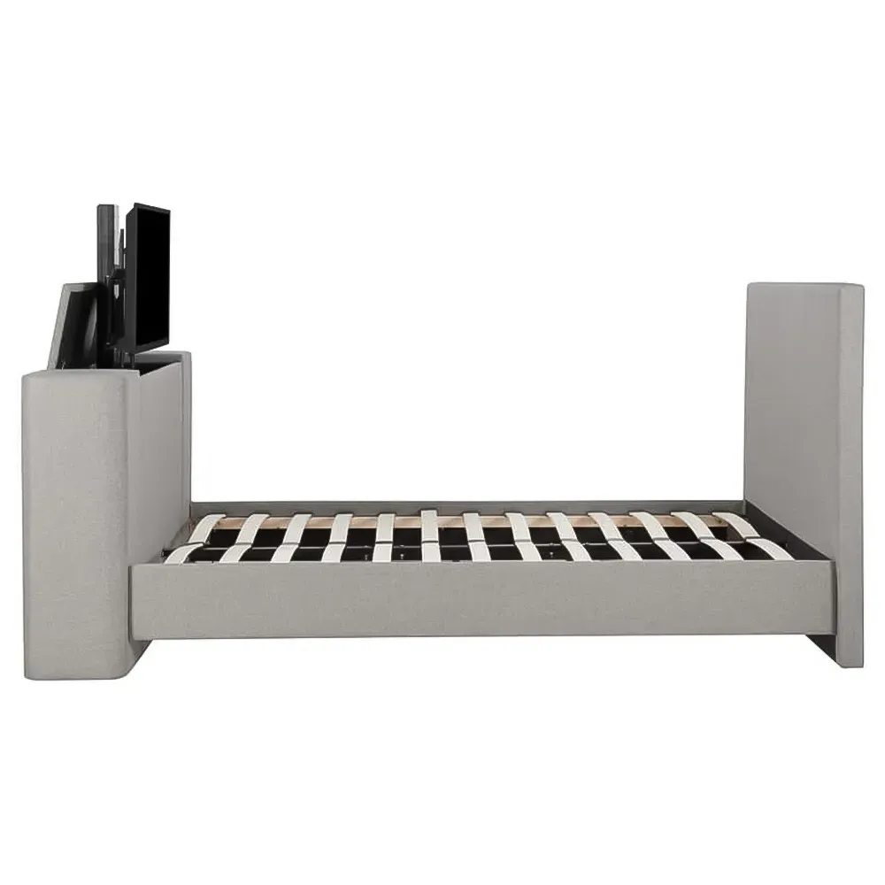 Plaza King Size Bed Frame with TV Bracket - Grey