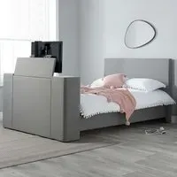 Plaza King Size Bed Frame with TV Bracket - Grey