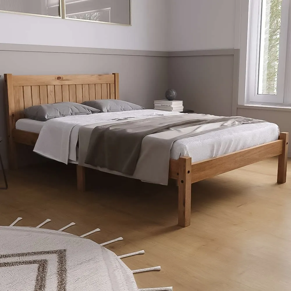 Rio Double Bed Frame - Brown, Pine