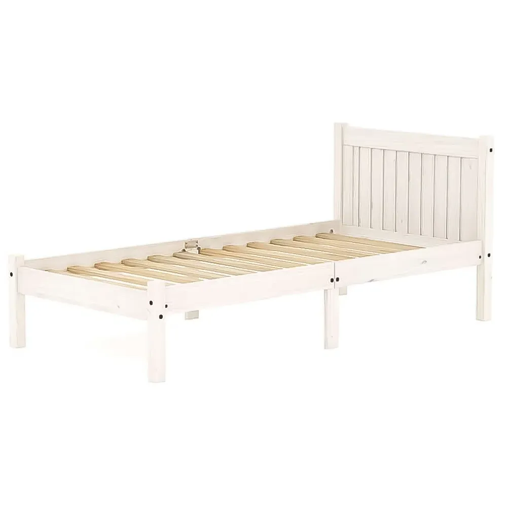 Rio Single Bed Frame - White, Pine