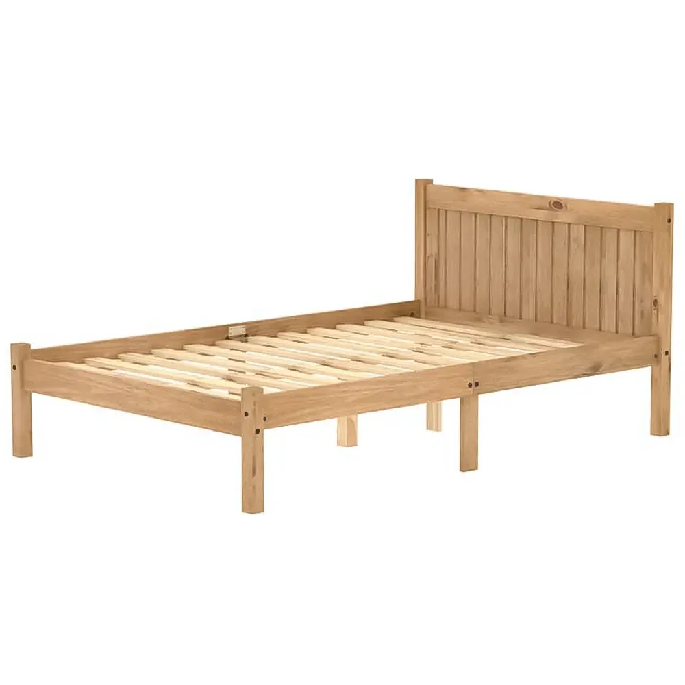 Rio Small Double Bed Frame - Brown, Pine
