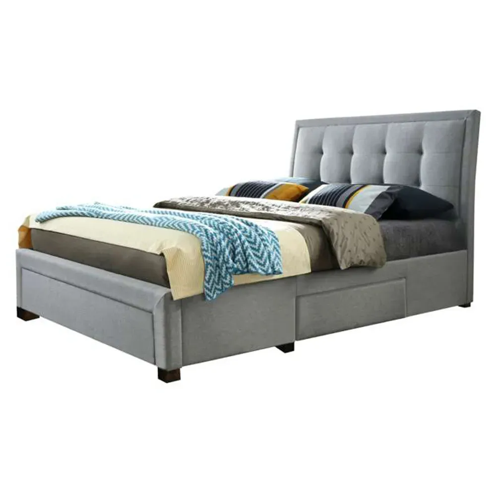 Shelby Double Bed Frame with Storage - Grey