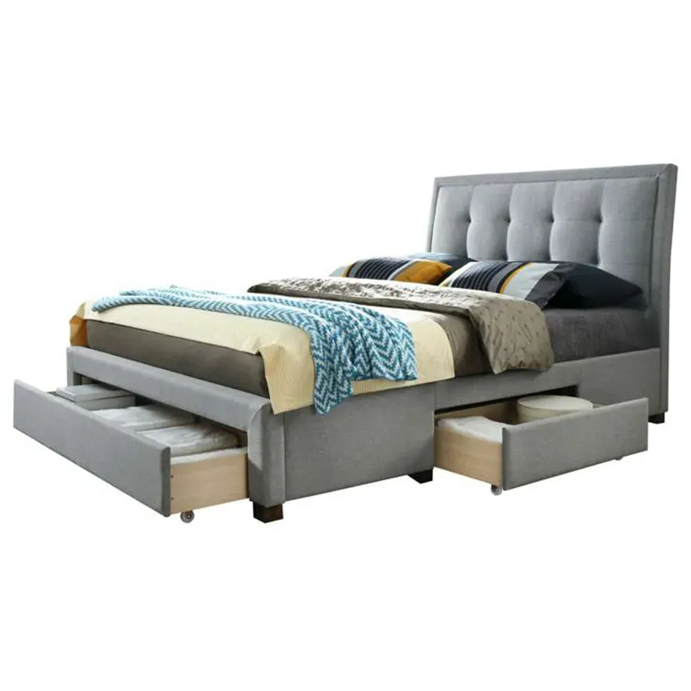 Shelby Double Bed Frame with Storage - Grey