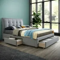 Shelby Double Bed Frame with Storage - Grey