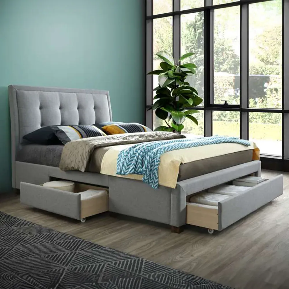 Shelby Double Bed Frame with Storage - Grey image