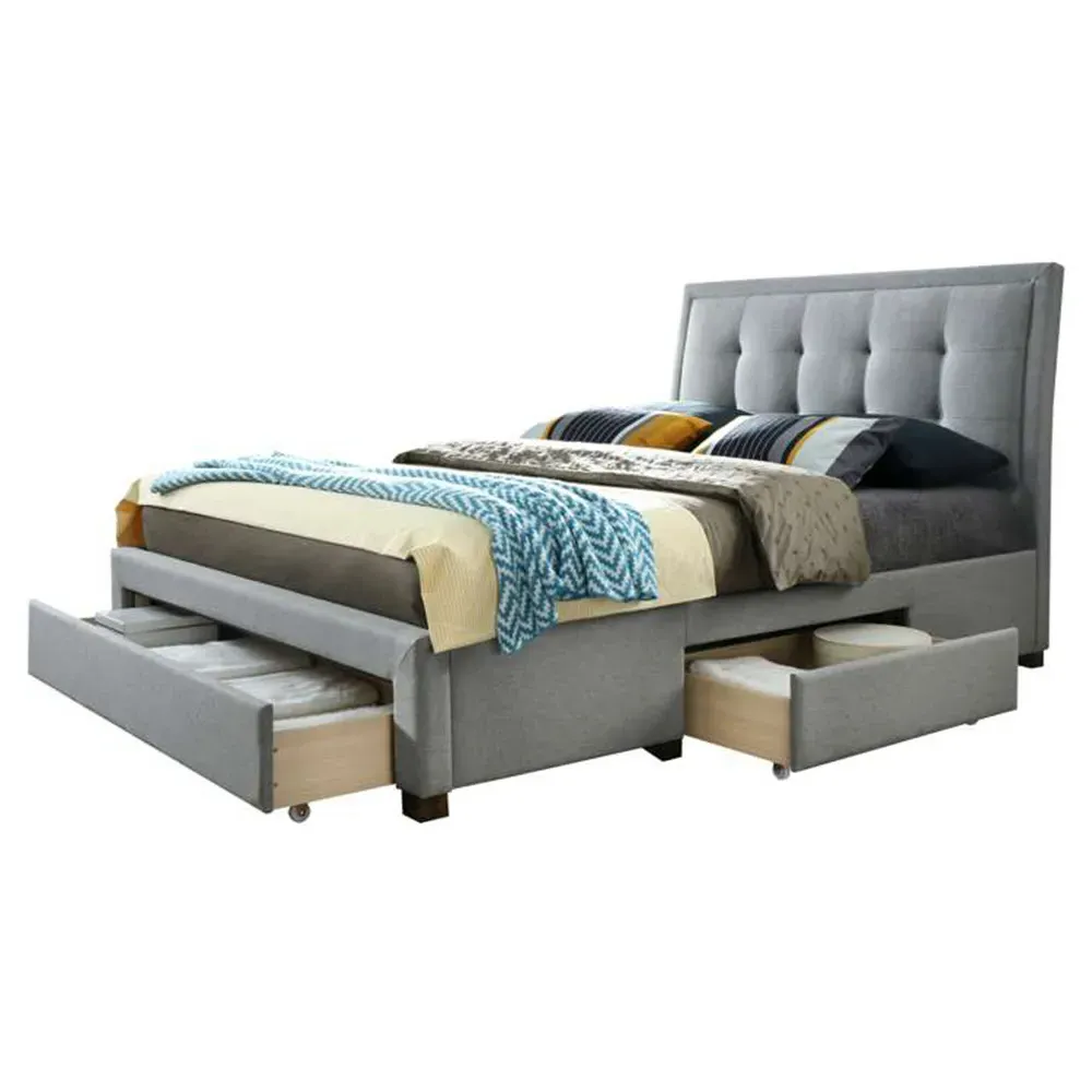 Shelby King Size Bed Frame with Storage - Grey