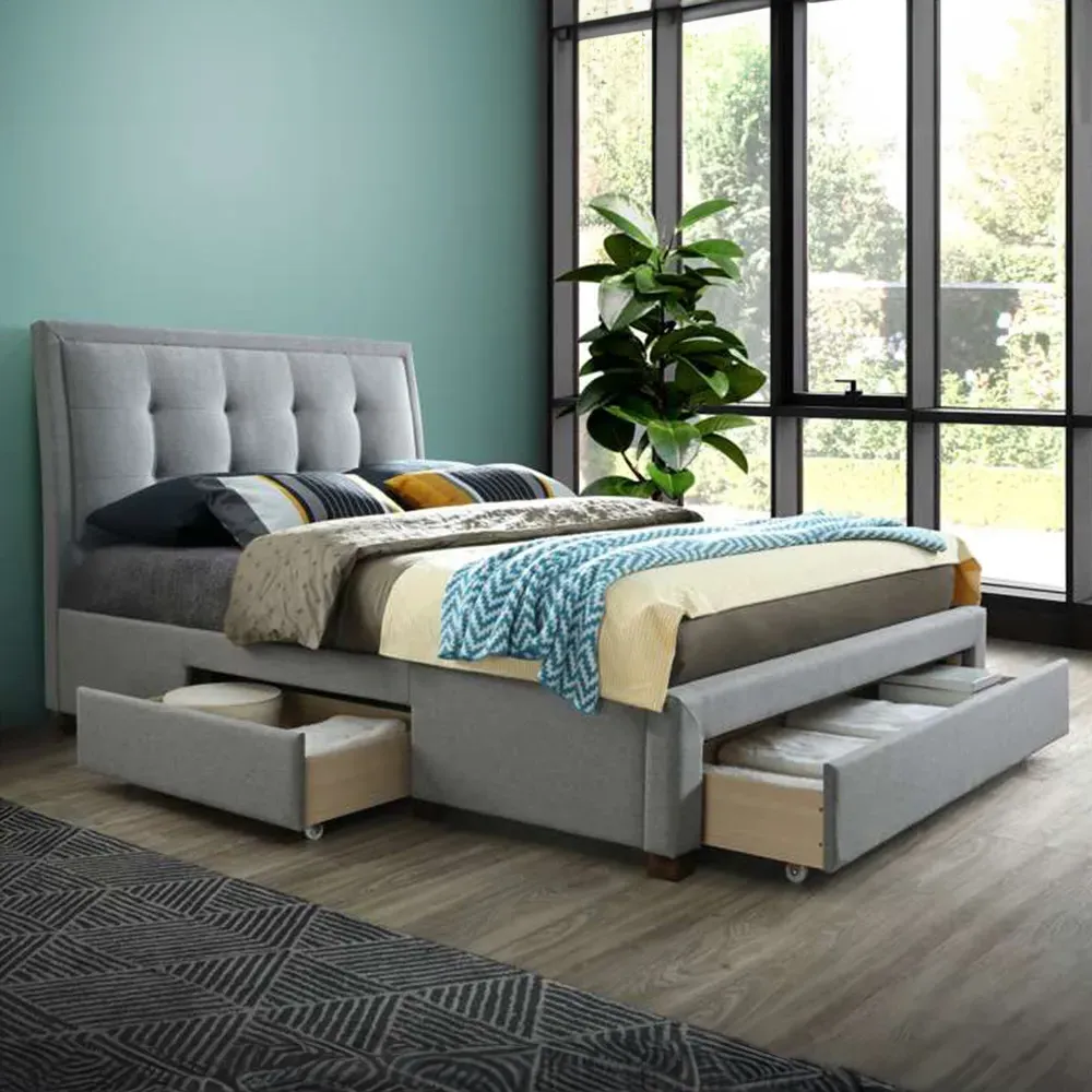 Shelby King Size Bed Frame with Storage - Grey