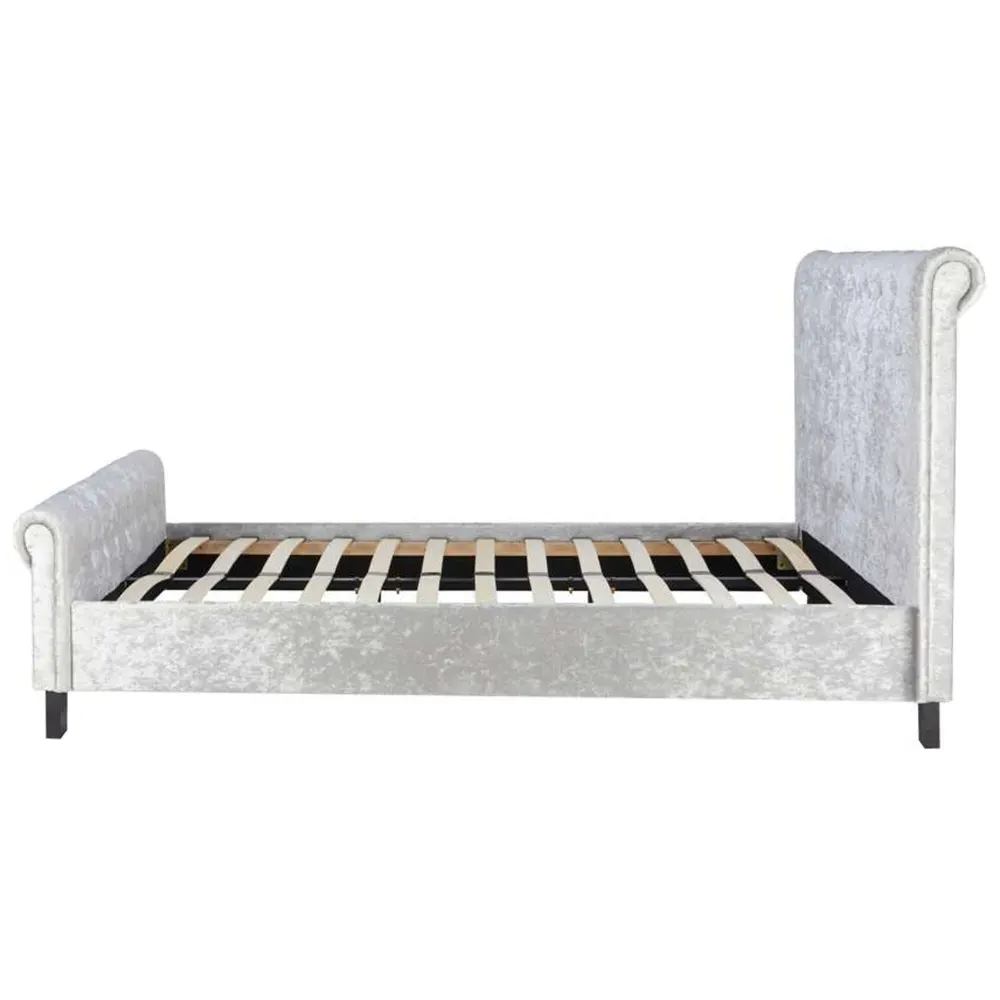 Sienna Double Bed Frame - Grey, Velvet