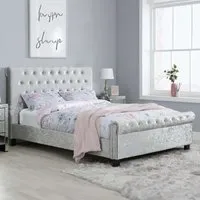 Sienna Double Bed Frame - Grey, Velvet