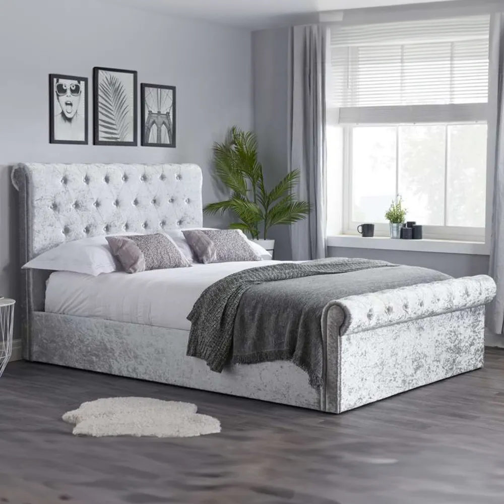 Sienna King Size Ottoman Bed Frame with Storage - Grey