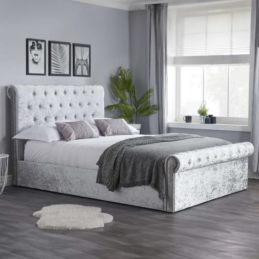 Sienna Small Double Ottoman Bed Frame with Storage - Grey image