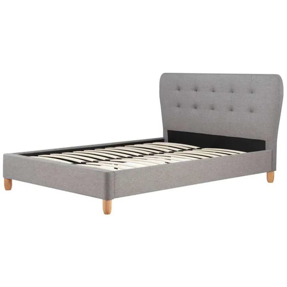 Stockholm Double Bed Frame - Grey, Fabric