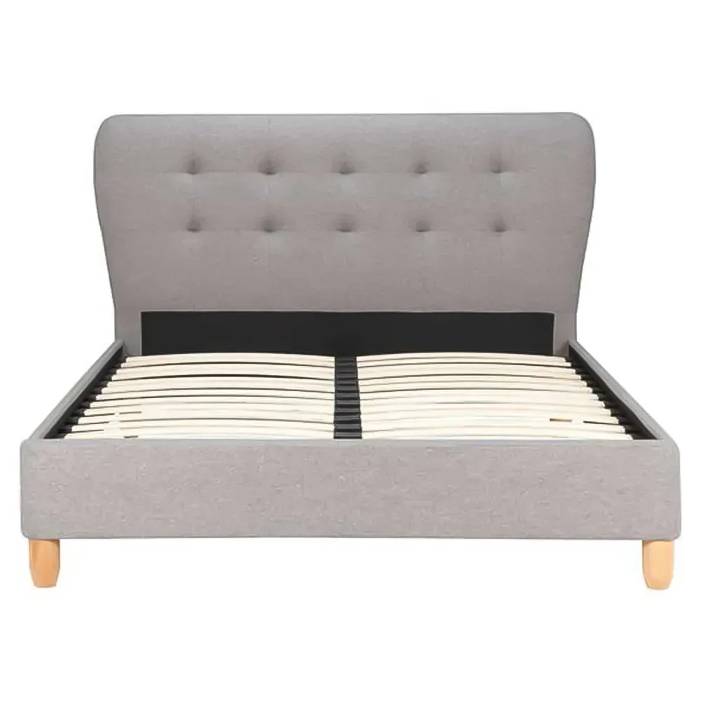 Stockholm Double Bed Frame - Grey, Fabric