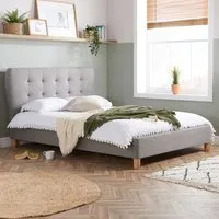 Stockholm Small Double Bed Frame - Grey, Fabric