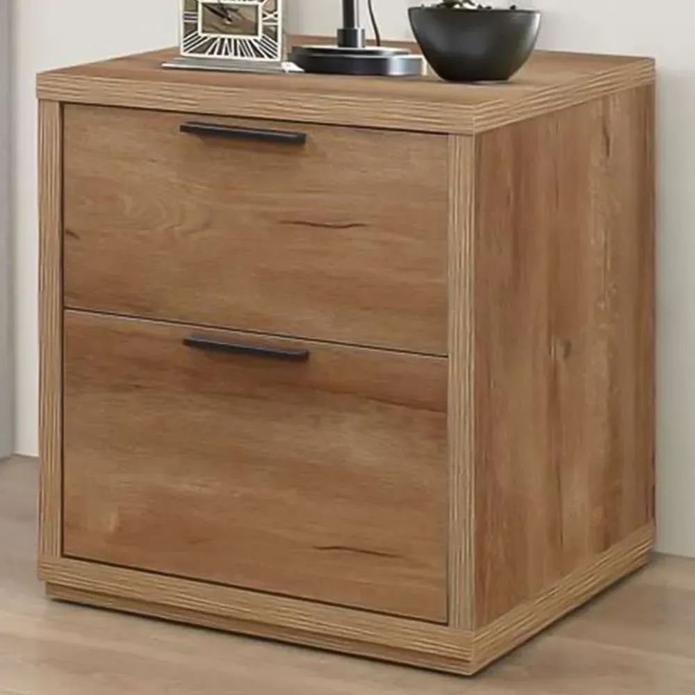 Stockwell 2 Drawer Bedside Table - Brown