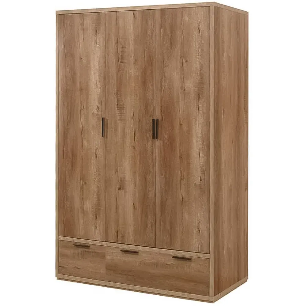 Stockwell 3 Door 2 Drawer Wardrobe - Brown