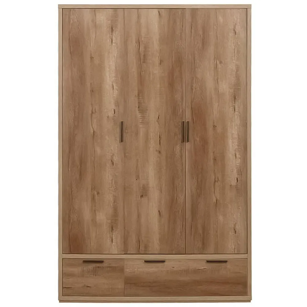 Stockwell 3 Door 2 Drawer Wardrobe - Brown
