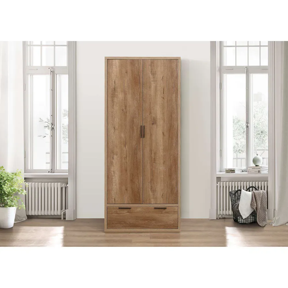 Stockwell 4 Piece Bedroom Furniture Set - Brown, Rustic Oak Effect