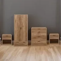 Stockwell 4 Piece Bedroom Furniture Set - Brown, Rustic Oak Effect