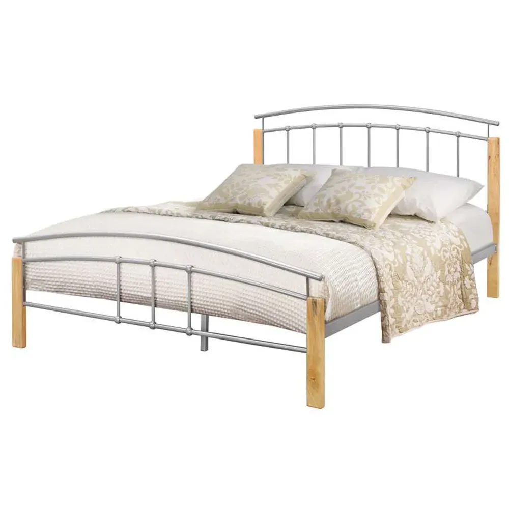 Tetras King Size Bed Frame - Silver, Rubberwood