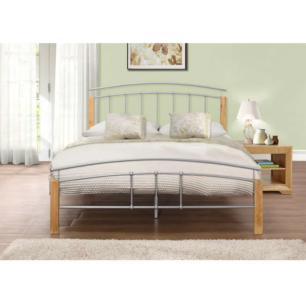 Tetras King Size Bed Frame - Silver, Rubberwood