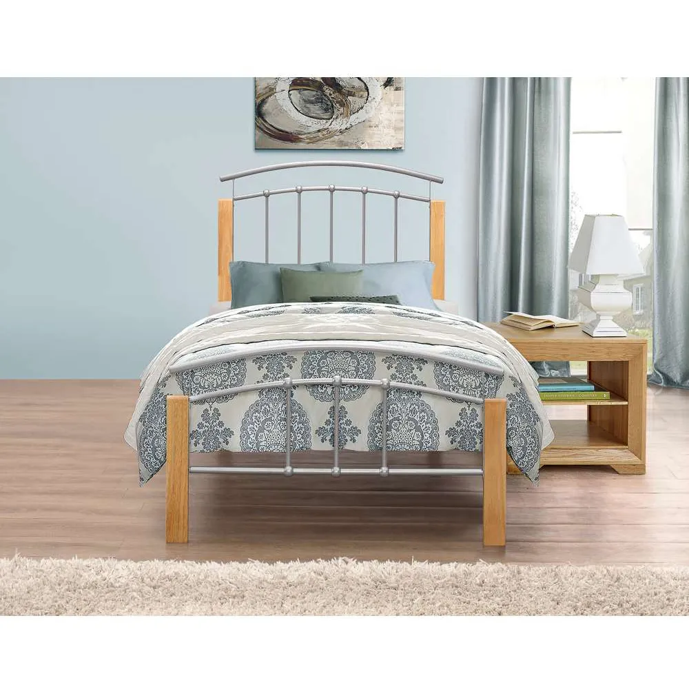 Tetras Single Bed Frame - Silver, Rubberwood