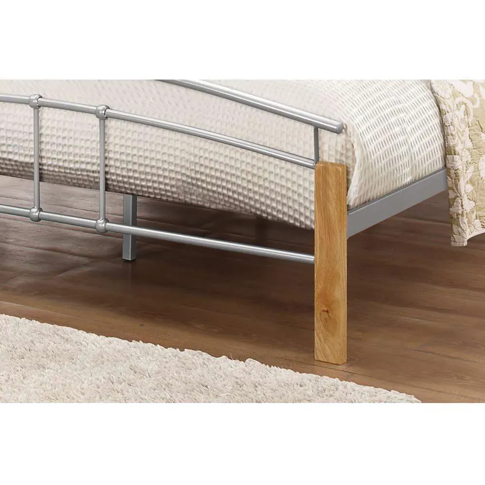 Tetras Small Double Bed Frame - Silver, Rubberwood