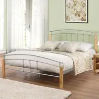 Tetras Small Double Bed Frame - Silver, Rubberwood