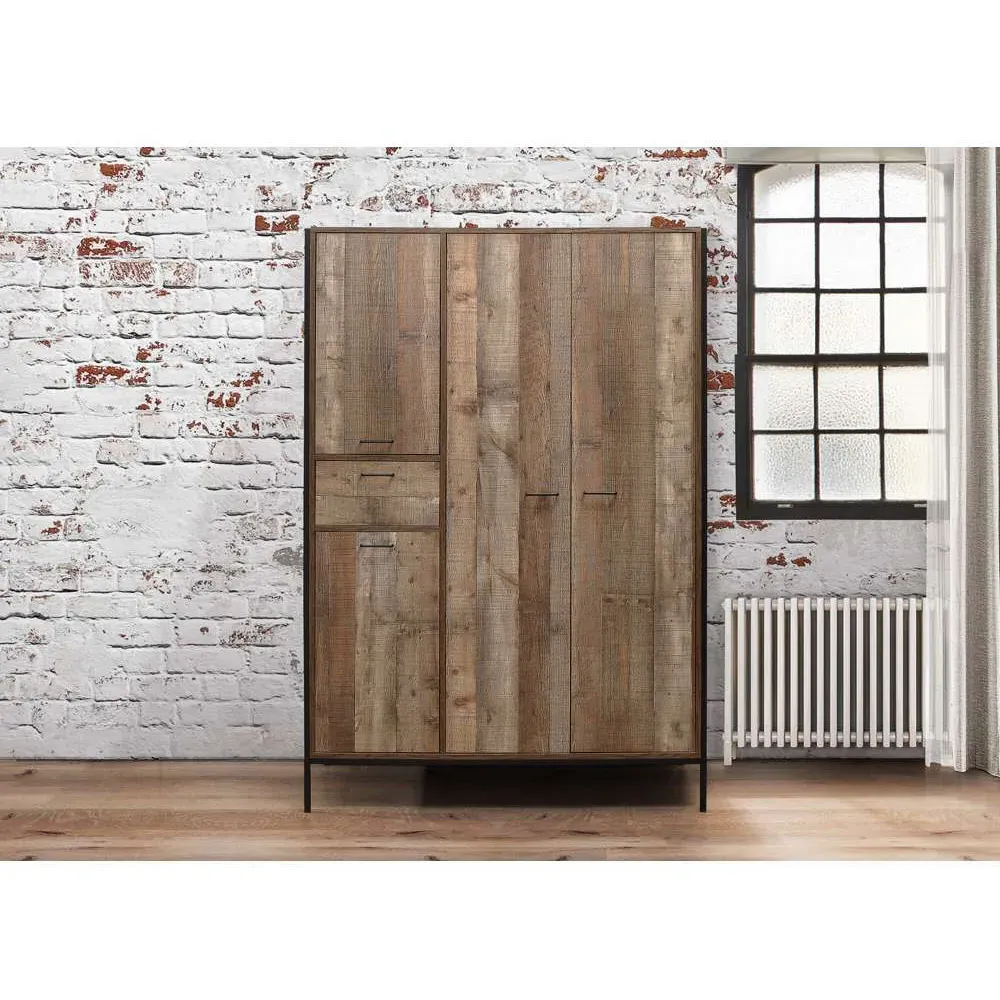 Urban 4 Door Single Drawer Wardrobe - Brown