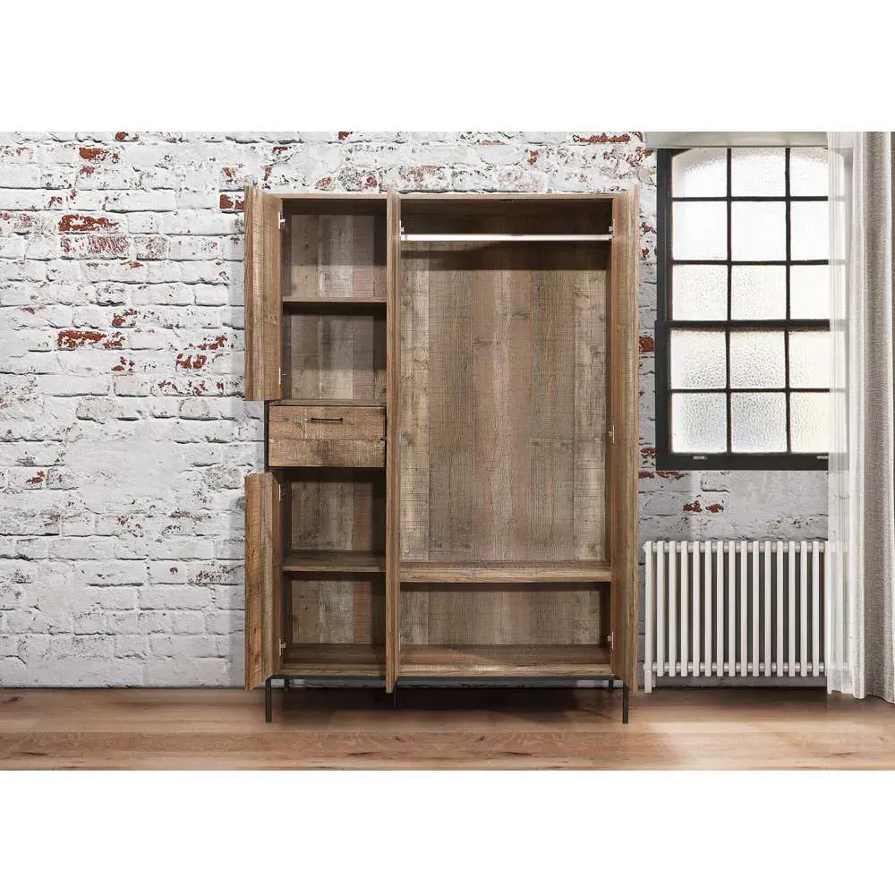 Urban 4 Door Single Drawer Wardrobe - Brown