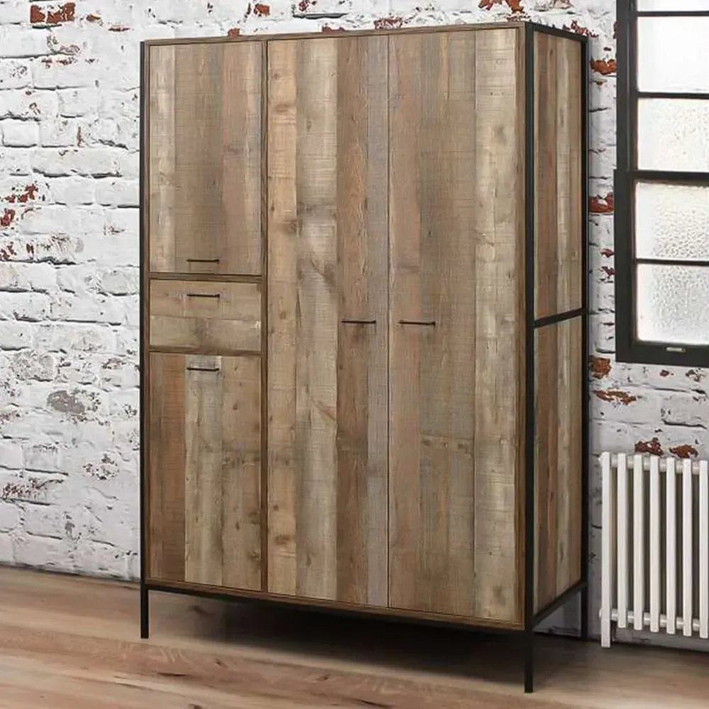 Urban 4 Door Single Drawer Wardrobe - Brown image