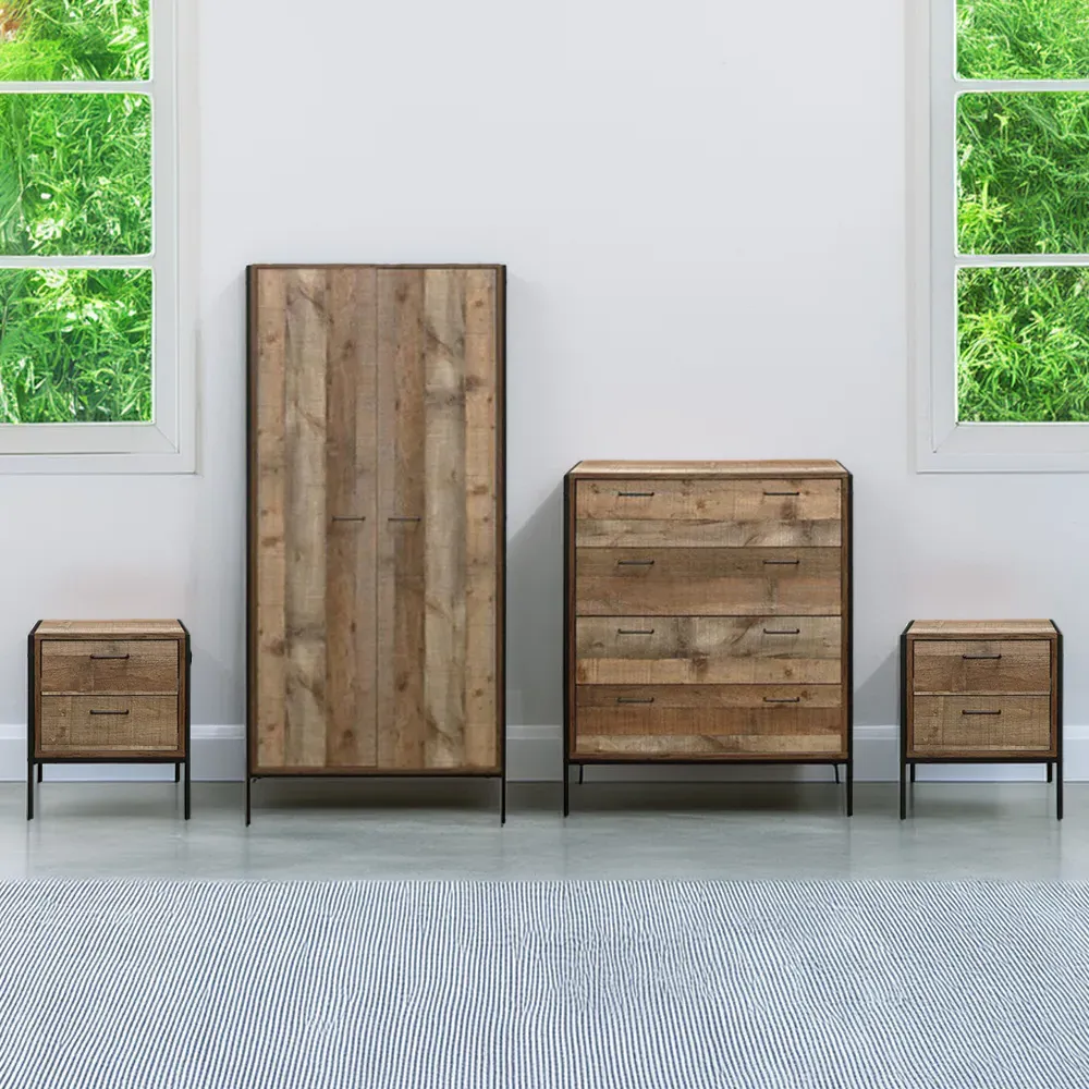 Urban 4 Piece Bedroom Furniture Set - Brown, Wood Effect image