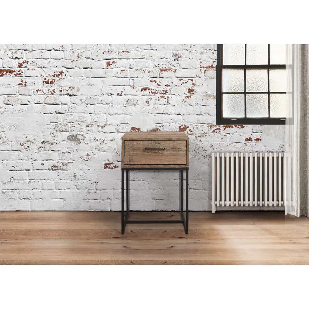 Urban Single Drawer Narrow Bedside Table - Brown