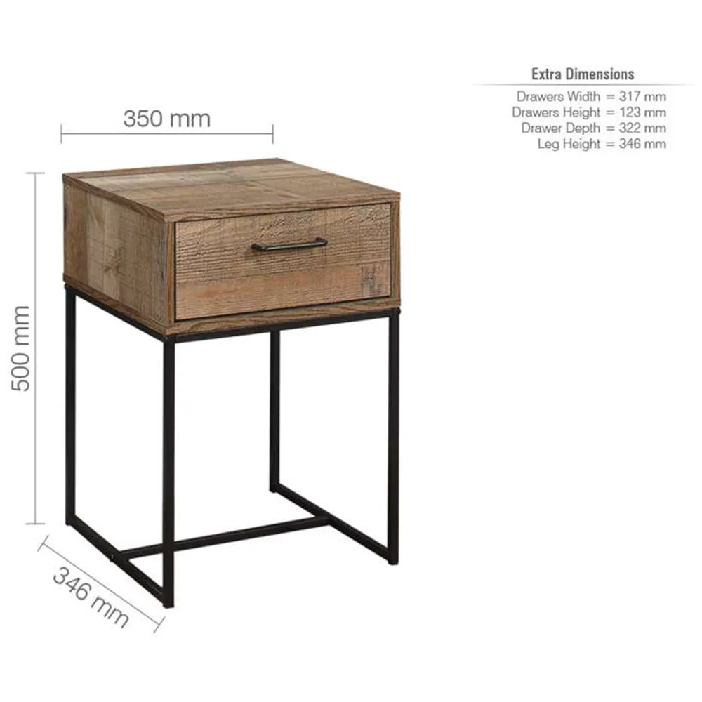 Urban Single Drawer Narrow Bedside Table - Brown