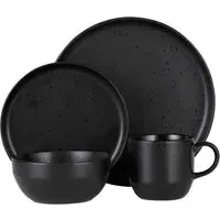 Luna 16 Piece Dinner Set - Black, Stoneware