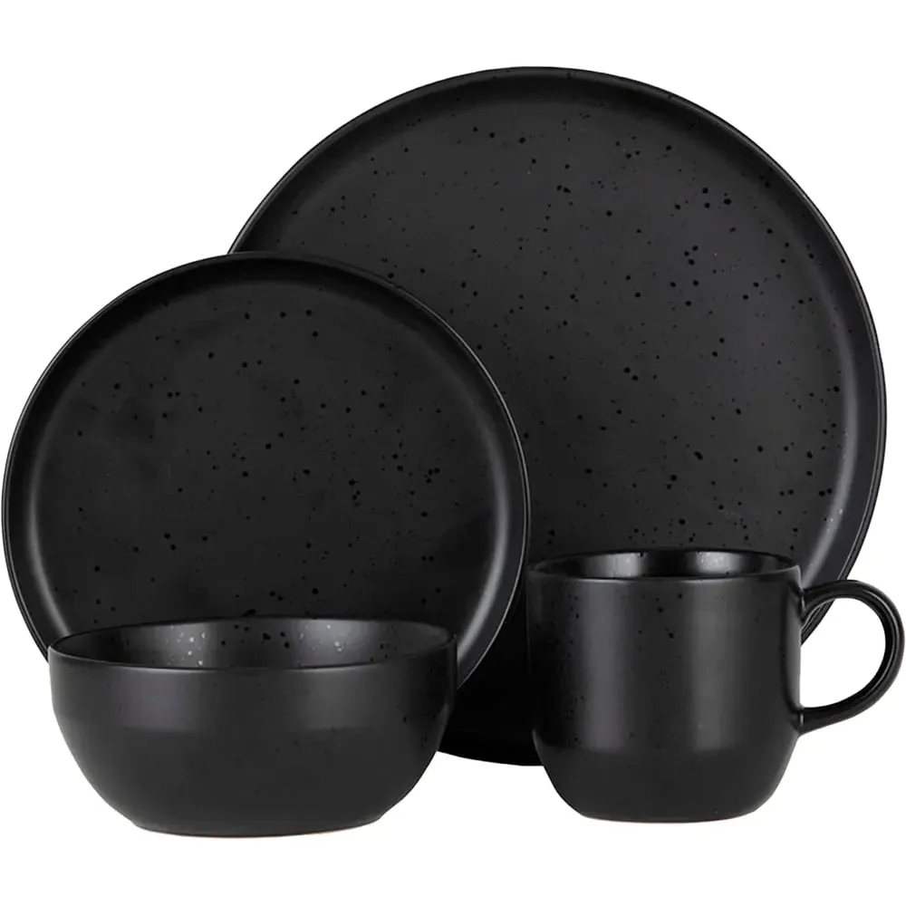 Luna 16 Piece Dinner Set - Black, Stoneware image