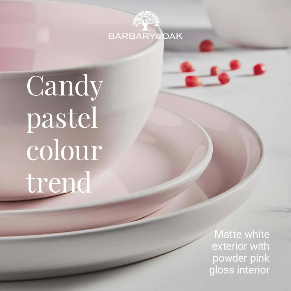 Oslo 16 Piece Dinner Set - Pink, Stoneware