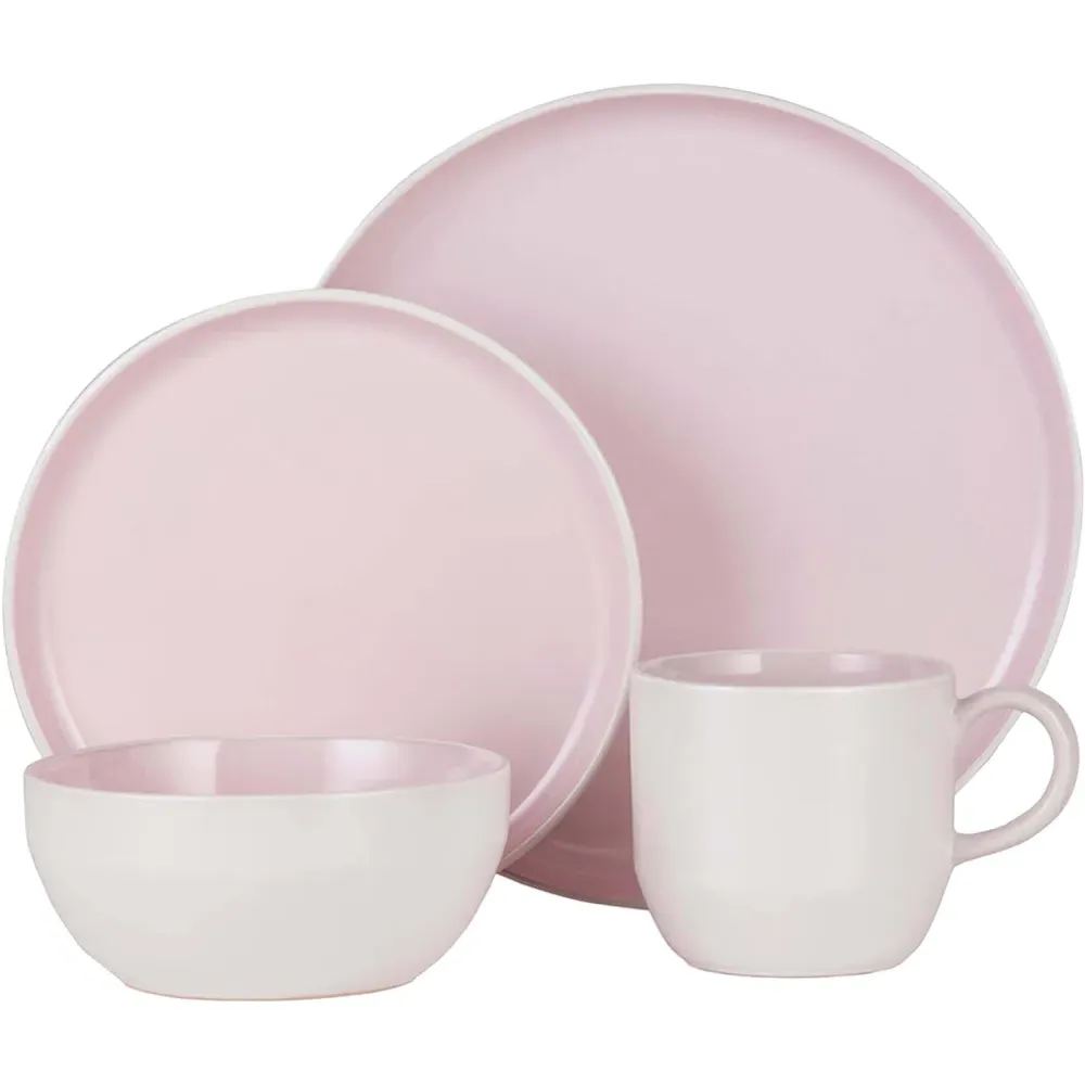Oslo 16 Piece Dinner Set - Pink, Stoneware