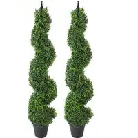 Artificial Boxwood Spiral Topiary Tree 120cm 2 Pack - Green