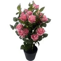 Artificial Rose Plant in Pot - Pink