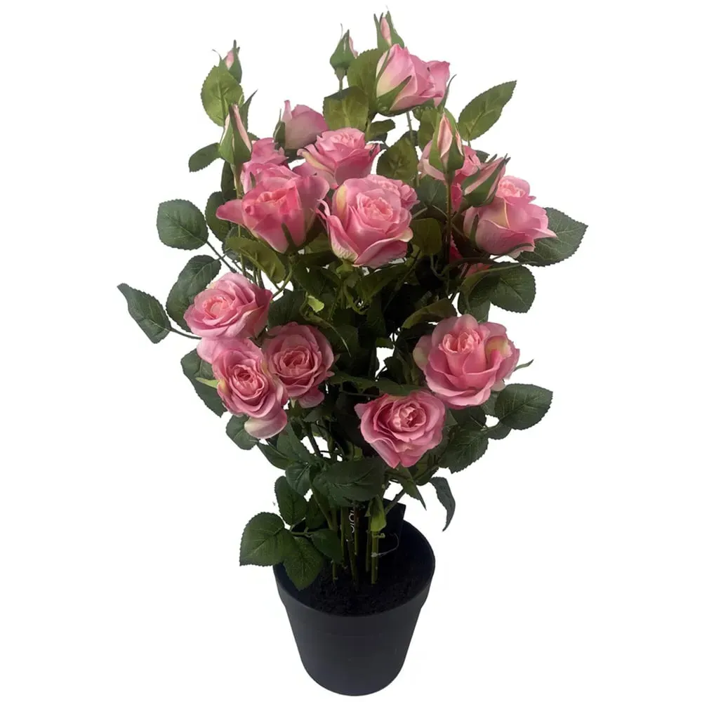 Artificial Rose Plant in Pot - Pink image